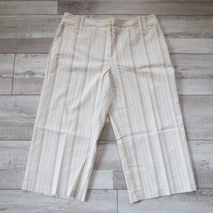 Cato Cream & Taupe Striped Crop Pants Size 14